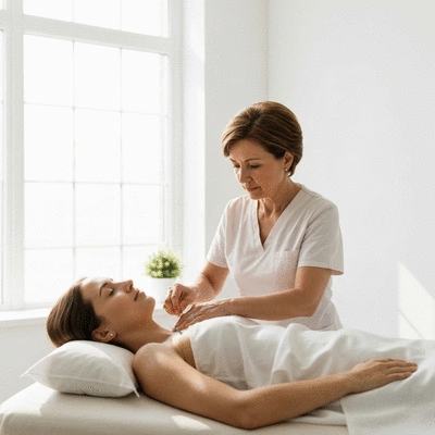 User receiving acupuncture treatment