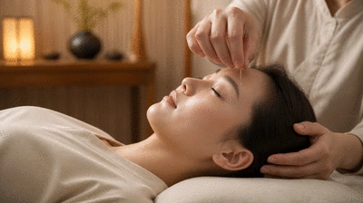 Acupuncture treatment session focused on eye health improvement