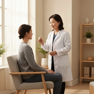 User consulting with an acupuncturist